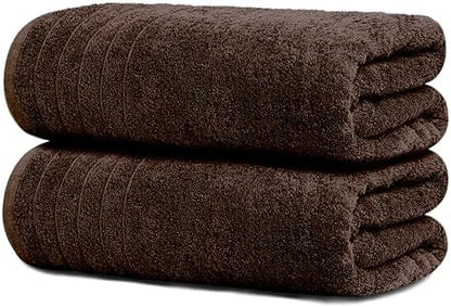 Tens Towels 2 Piece Extra Large Bath Sheets 35 x 70 Inches, Brown