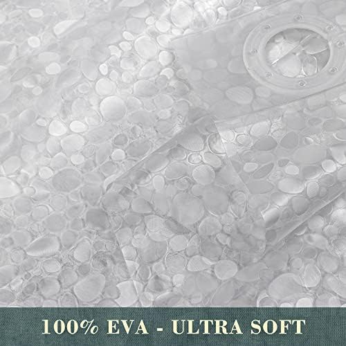 No Hook Shower Curtain or Liner, Standard Size 71 x 74, Pebble