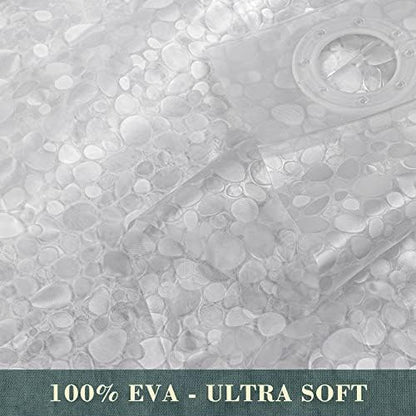 No Hook Shower Curtain or Liner, Standard Size 71 x 74, Pebble