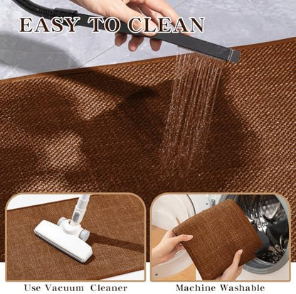 chakme Bathroom Rugs Mat 59x17, Ultra Thin Bath Rug Non Slip Runner Quick Dry Absorbent Bath Mat for Bathroom, (Rust, 59"x17")