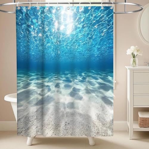 Modern Luxury Ocean Shower Curtain Tropical Nautical Aesthetic Funky Summer