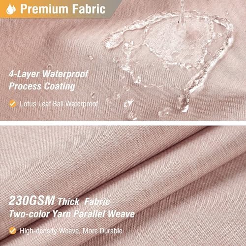 BTTN Long Linen Textured Waterproof Thick Shower Curtain Set, 72x84, Blush