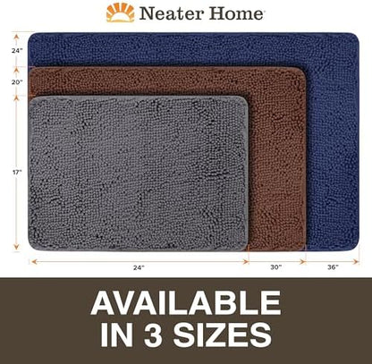 Neater Home Plush Bathroom Rugs 27x17 Thick Chenille Quick Dry Microfiber Absorbent Bath Mat, Soft Bath Rugs, Machine Washable Bathroom Floor Mat for Tub Shower Sink, Home Decor Accessories, Brown