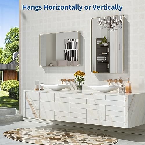 WEER Brushed Nickel Bathroom Vanity Mirror 20X30 Inch