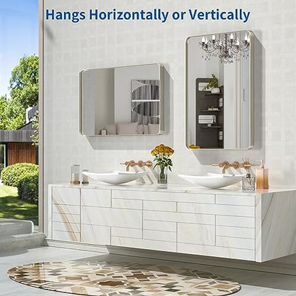 WEER Brushed Nickel Bathroom Vanity Mirror 20X30 Inch