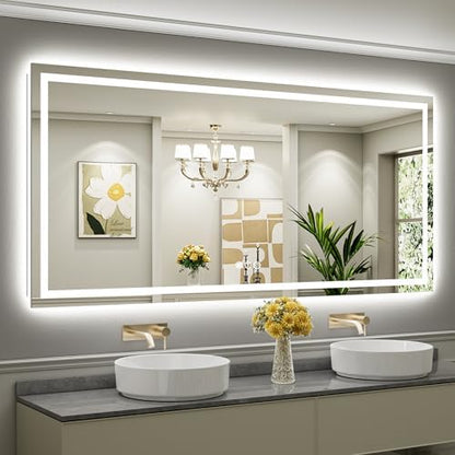 Briivue 84x40 Inch LED Bathroom Mirror with Lights, Backlit & Front Lit