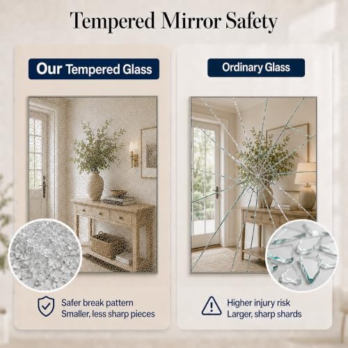 40"x30" Brushed Nickel Framed Rectangle Bathroom Vanity Wall Mirror
