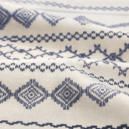 Navy Blue Boho Linen Shower Curtain,72" W x 72" L