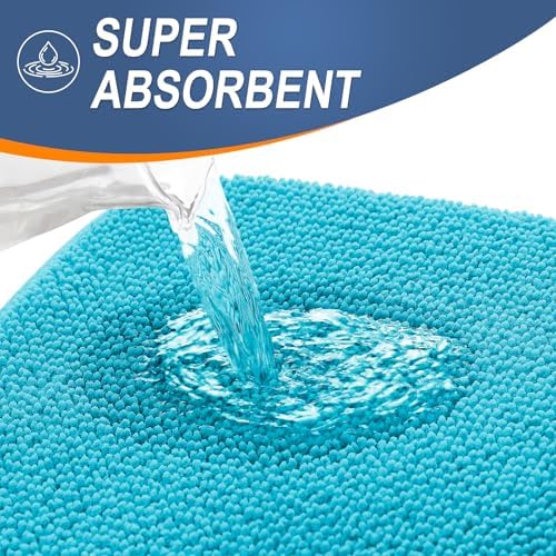 OLANLY Thick Memory Foam Bathroom Rugs 30x20, Absorbent Bath Mat, Aqua Sky