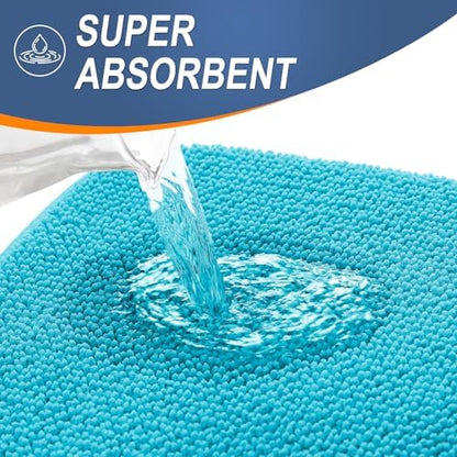 OLANLY Thick Memory Foam Bathroom Rugs 36x24, Absorbent Bath Mat, Aqua Sky