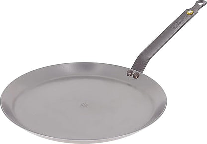 de Buyer MINERAL B Carbon Steel Crepe & Tortilla Pan - 12” Diameter, 10” Cooking Surface - Ideal for Making & Reheating Crepes, Tortillas & Pancakes - Naturally Non-Stick Finish - Made in France
