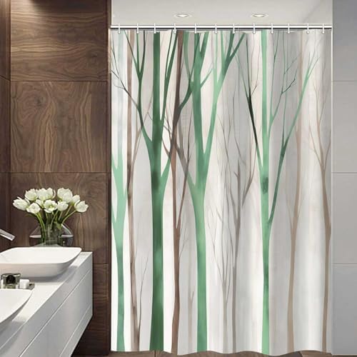 Birch Forest Abstract Shower Curtain Farmhouse Bathroom Decor 47X64 Inch
