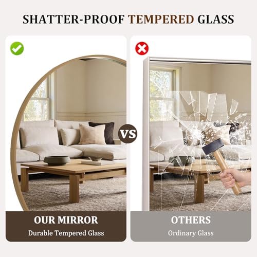 WallBeyond Round Wood Mirror, 40" Round Modern Decoration Large Circle Wall Mirror for Bathroom Living Room Bedroom Entryway, Natural