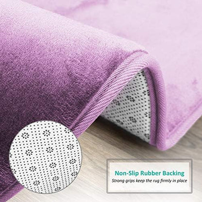 Clara Clark Bathroom Rugs, Velvet Memory Foam Bath Mat, Non-Slip, Machine Washable Bath Rugs - Dries Quickly, Ultra Soft Plush Bath Mats for Bathroom, 17 x 24, Lavender Dream
