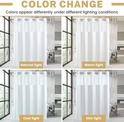 WONICY No Hook Small Shower Curtain with Snap-in Liner, White, 36 x 74