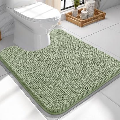 OLANLY Toilet Rugs U-Shaped 24x24, Soft Absorbent Chenille Contour Rugs