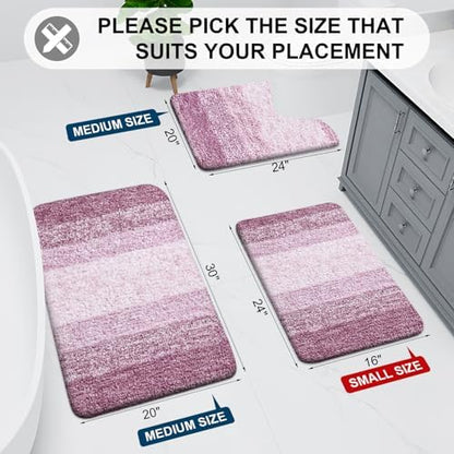 Arotive Microfiber Bathroom Rugs, Shaggy Soft Absorbent Bath Rug, 24x16