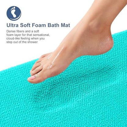 OLANLY Thick Memory Foam Bathroom Rugs 36x24, Soft Absorbent Bath Mat, Teal