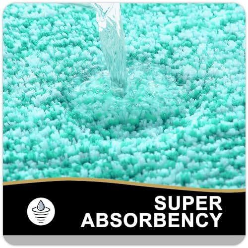 OLANLY Small Bathroom Rugs 24x16, Absorbent Microfiber Bath Rugs, Green