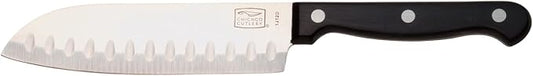 Chicago Cutlery Essentials 5-Inch Partoku Knife for Slicing and Chopping Vegetables, Stainless Steel Plain Blade for Slicing and Chopping Vegetables, Black Polymer Handle Kitchen Knife