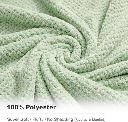8-Piece Bath Towel Set, 2 Extra Large Bath Towel Sheets, 2 Hand Towels and 4 Washcloths - Highly Absorbent Quick Dry Polyester,Ultra Soft Towel Set for Bathroom, Waffle Weave Design, Pack of 8, Green