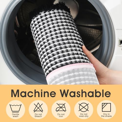 IM HOME Extra Large Waffle Bath Mat Black & Cream 6'x2'(72" x 24"), Boho Woven Modern Bath Mat Rugs, Absorbent Non Slip Bathroom Rugs, Soft Washable Bath Rugs with Tassels for Bathroom