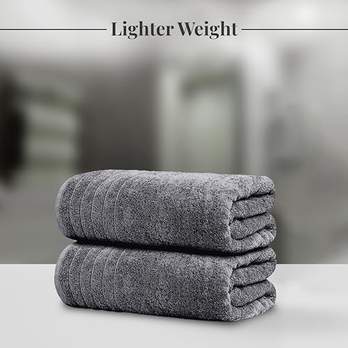 Tens Towels 2 Piece Extra Large Bath Sheets 35 x 70 Inches, Dark Grey