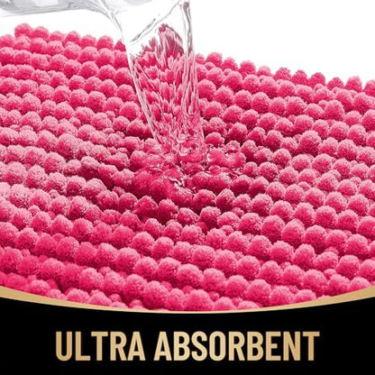 OLANLY Thick Chenille Absorbent Bathroom Rugs Mat 30x20, Hot Pink