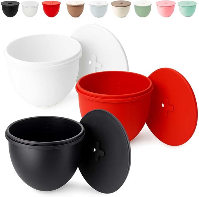 3-Pack Silicone Bowl Liners with Lids for KitchenAid 4.5-Qt Tilt-Head Bowls Only, 2mm Extra-Thick Premium Silicone, Built-In Air Vents for Dough Proofing, Dishwasher Safe, BPA-Free