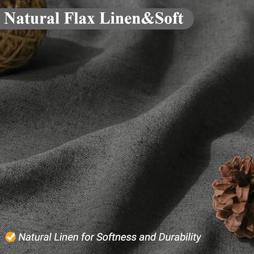 Naturoom Linen Shower Curtain 96 Inch Long for Bathroom Dark Grey 1 Panel