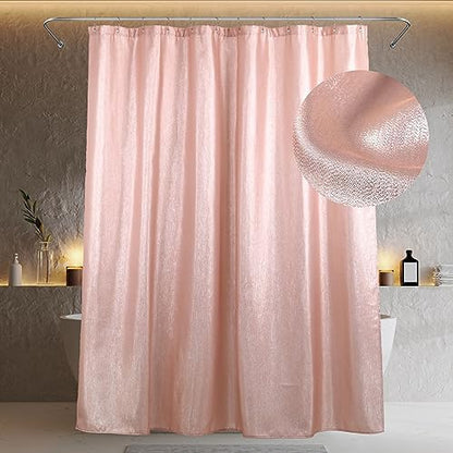 Blush Pink Glitter Shower Curtain: Waterproof Washable Quick Dry, 78Lx72W