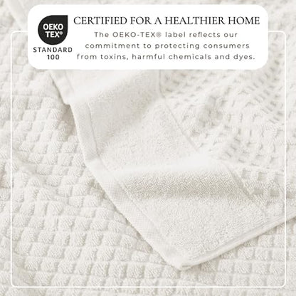 Great Bay Home Bath Towels - 100% Cotton 6 Piece Towel Set - Diamond Waffle Weave - Absorbent, Durable, Quick-Dry Towels for Bathroom (Ivory)