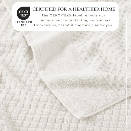 Great Bay Home Bath Towels - 100% Cotton 4 Pack 54x27 Bath Towel Set - Absorbent, Durable, Quick-Dry Towels for Bathroom (Ivory)