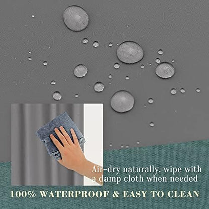 No Hook PEVA Shower Curtain or Liner, Standard Size 71x74, Dark Gray