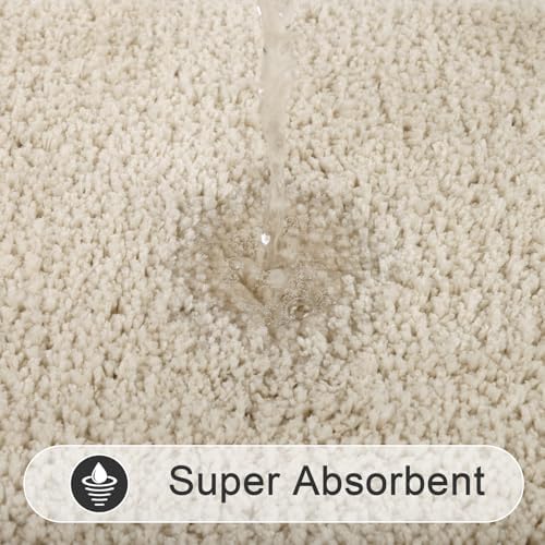 SHACOS Soft Microfiber Bathroom Rugs Set of 2 Pieces, Light Beige