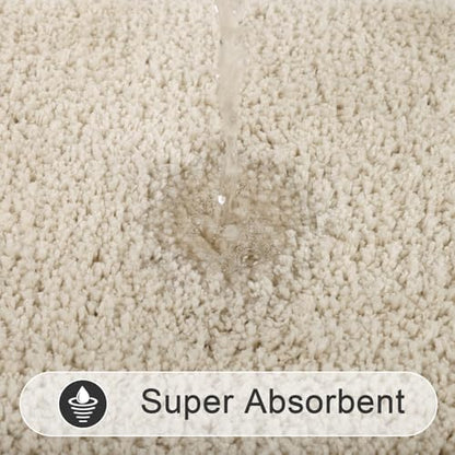 SHACOS Soft Microfiber Bathroom Rugs Set of 2 Pieces, Light Beige
