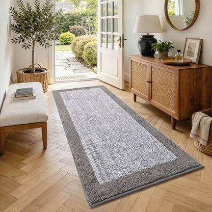 48x24 Bathroom Rugs Non Slip Washable, Soft Absorbent Bath Mat Light Grey