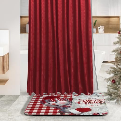 Clara Clark Bathroom Set - Christmas Bathroom Decor, Xmas Bathroom Accessories Set, 9PC Bathroom Accessory Set, Christmas Bathroom Sets with Bathroom Rugs, Toilet Brush, Trash Can & Soap Dispenser