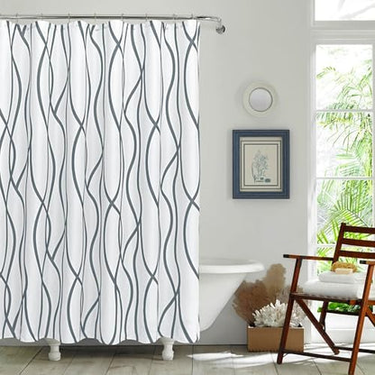 Fabric Modern Shower Curtain-Dark Grey & White Shower Curtains for Bathroom