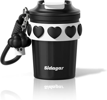 SDGA+ 12 oz Travel Coffee Mug Spill Proof Leak Proof, Stainless Steel Thermal Coffee Cup with Lid, Resuable Cup for Hot and Cold, Portable Tumbler for Women, Black