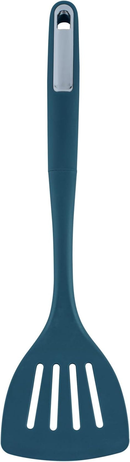 Restaurantware Silicone Utensil Set Pack of 1 Non-Slip Handle 6-Piece Kitchen Tool Set, Heat-Resistant Dishwasher-Friendly Cooking Accessories, Durable Teal Cooking Utensils
