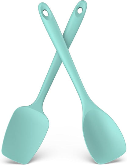 600ºF Heat Resistant Silicone Spoons: U-Taste Flexible Baking Spoon Spatula & Cooking Scoop Spoonula, Seamless Soft Kitchen Utensils for Serving, Scraping, Scooping in Non-Stick Cookware (Aqua Sky)