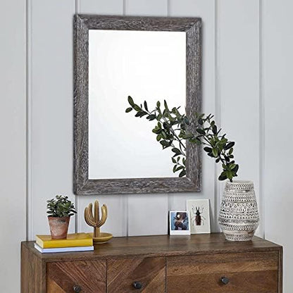 AAZZKANG Wall Mirror with Rectangle Wood Frame Large 20"x16" Rustic Decorative Hanging Mirrors for Bedroom Bathroom Living Room Home Office