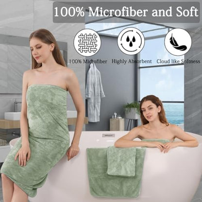 8-Piece Green Bath Towels Set,2 Oversized Large Bath Towels Sheet,2 Hand Towels and 4 Washcloths - 600 GSM Soft Luxury Towel Set,Highly Absorbent Quick Dry Towel Collection for Bathroom,Hotel and Spa