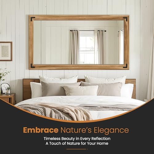 Wood Framed Bathroom Vanity Mirror for Wall, 30"x55" Farmhouse Mirror