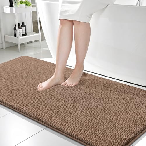 OLANLY Memory Foam Bathroom Runner Rugs 59x24, Absorbent Long Mat, Mocha