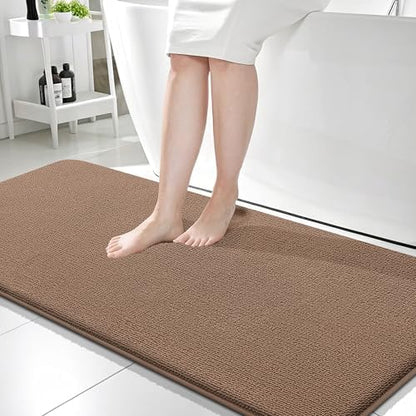OLANLY Memory Foam Bathroom Runner Rugs 59x24, Absorbent Long Mat, Mocha