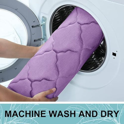OLANLY Memory Foam Toilet Rugs U-Shaped 24x20, Soft Bath Mat, Lavender