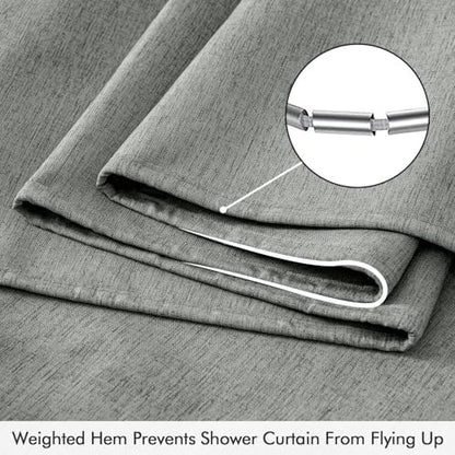 ANRODUO Grey Linen Textured Fabric Shower Curtain Set - W70xL72