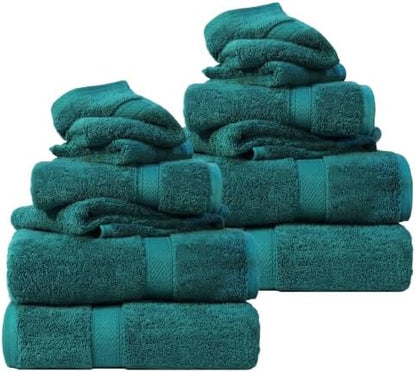 SUPERIOR Egyptian Cotton Ultra Plush & Absorbent, 12 Piece Set, Teal